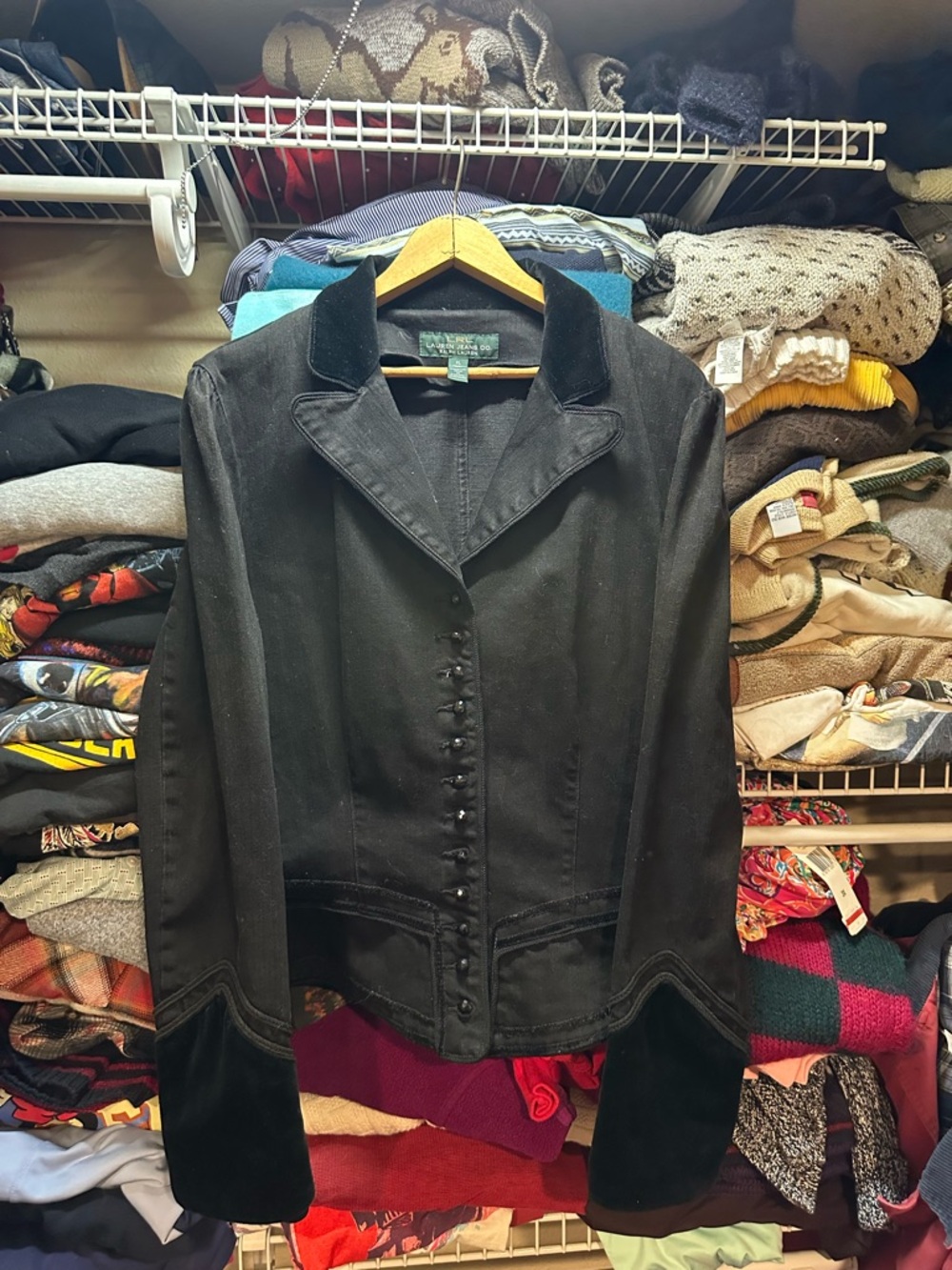 Lauren Ralph Lauren Jeans Co Black Denim Coat Blazer Women’s Size XL Western